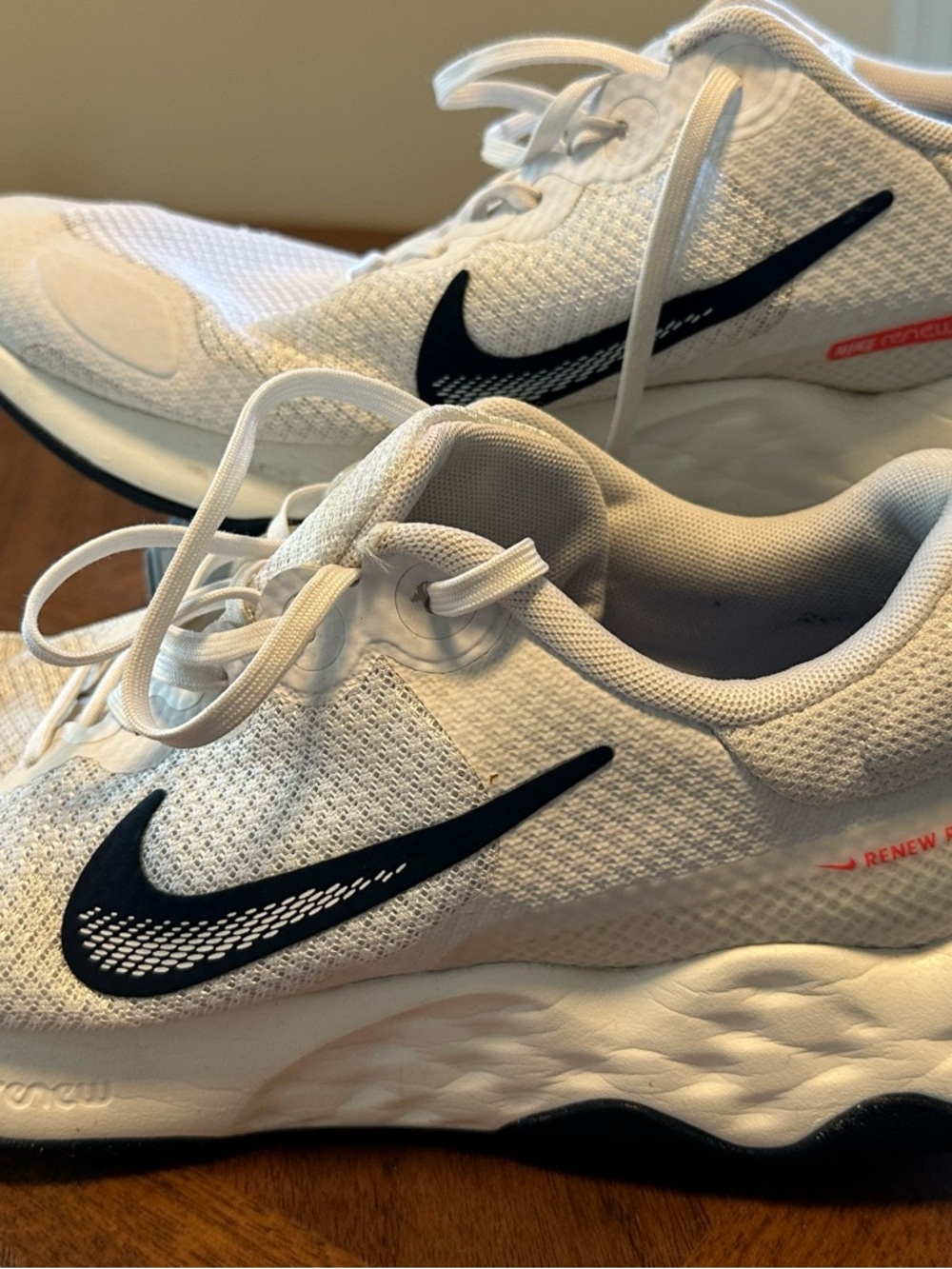 Nike Renew Ride 3.0 White and Black Mesh Running Sneakers